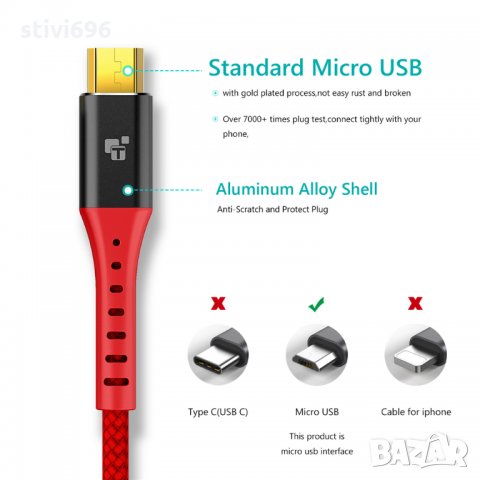 КАБЕЛ USB micro - 3 метра ново, снимка 5 - USB кабели - 22638036