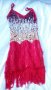 Червена рокля с ресни и пайети за момиче от 130 до 150 см