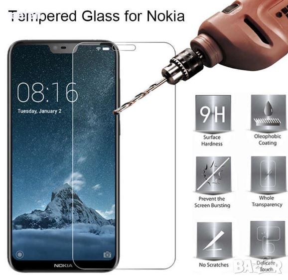 9H Стъклен протектор за Nokia 1 2 3 3.1 5.1,7 6.1 2018 Plus 9 PureView, снимка 1