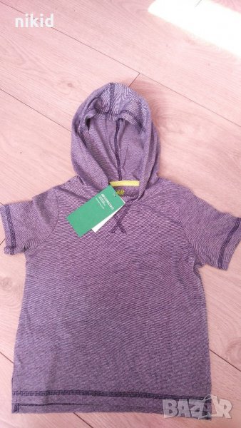 HM H&M ХМ детска блузка тениска с качулка нова синьо райе, снимка 1