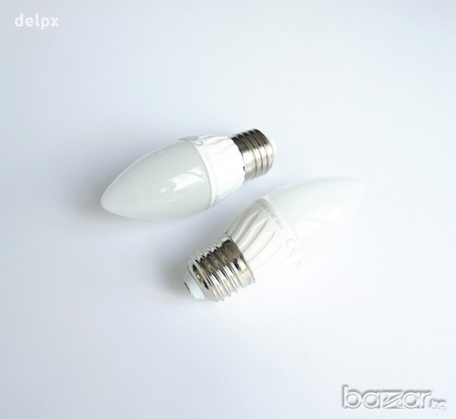 Лампа свещ LED енергоспестяваща с цокъл E27 220V 6W 4000K, снимка 1