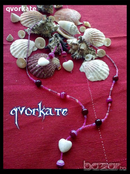 Колие и обеци от ахат с елемент Сърце, снимка 1