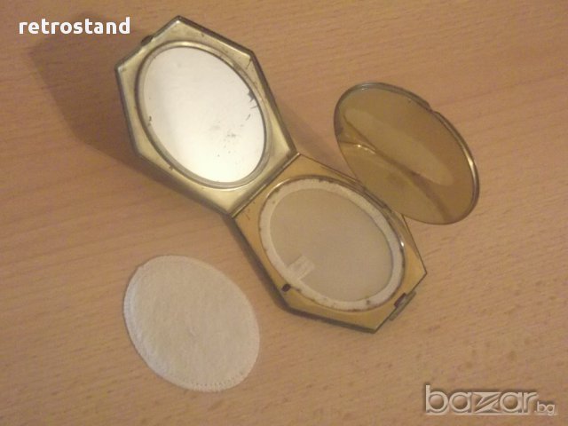 № 2184 стара метална пудриера с орнаменти - комплект