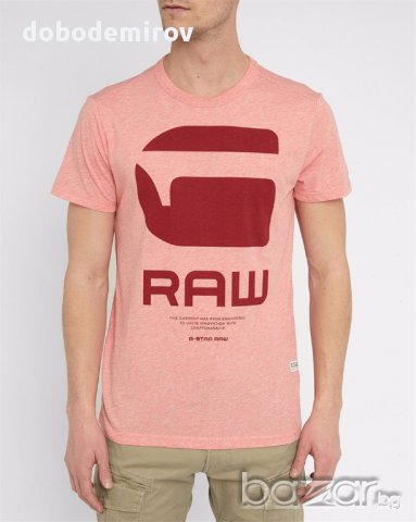 Тениска G Star Resap Logo Orange Crewneck T Shirt, оригинал, снимка 2 - Тениски - 17917485