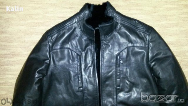 Дизайнерски Черен кожен Кабан, снимка 6 - Якета - 11916795