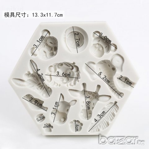 Зоо животни глава слон жираф лъв маймуна палма силиконов молд форма за украса торта с фондан шоколад, снимка 2 - Форми - 20668561