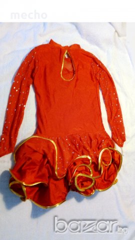 Червена рокля със златен кант за танци или повод, снимка 2 - Детски рокли и поли - 19147900