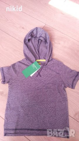 HM H&M ХМ детска блузка тениска с качулка нова синьо райе