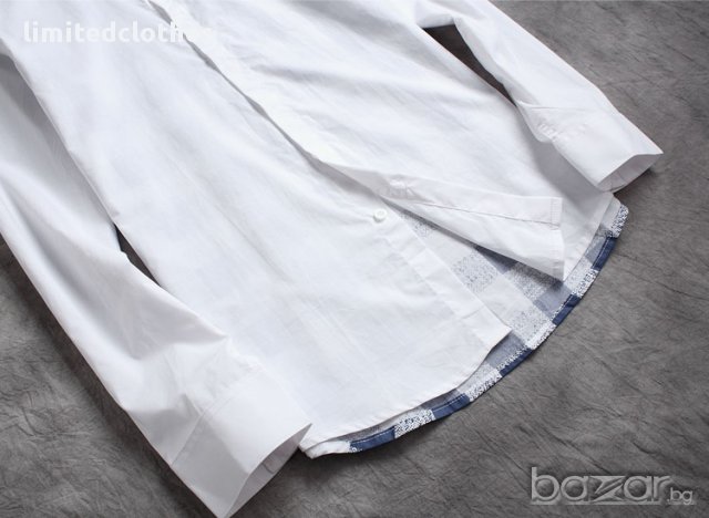 3.1 PHILLIP LIM WHITE PLAID PANEL Мъжка Риза size M, снимка 10 - Ризи - 12809982