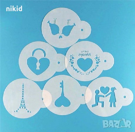 6 бр двойка катинар ключ кула сърце птички малки стенсил шаблон спрей за бисквитки чаша украса кекс 