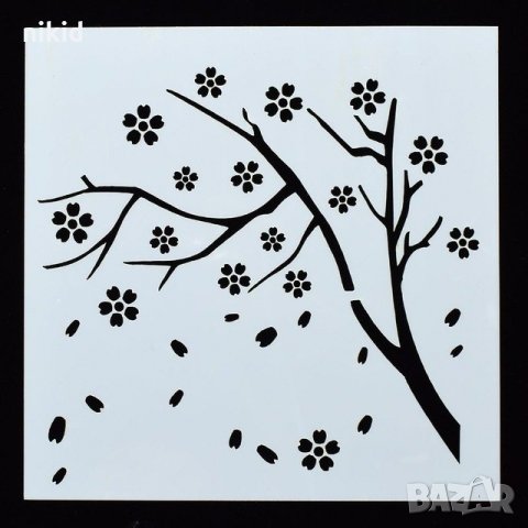 Цъфнало дърво клони стенсил шаблон спрей за торта украса кекс декорация с пудра захар
