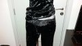 Комплект дамска тениска поло и панталон черно кадифе, снимка 4