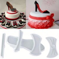 7 части за направа на ГОЛЯМА дамски обувки обувка с пандела сандал токчета форма торта украса фондан, снимка 1 - Форми - 15731433