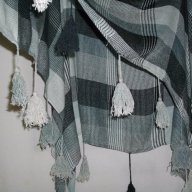 Кариран памучен шал с пискюли / за всички сезони!