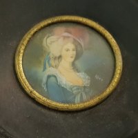 Антична миниатюра рисувана върху слонова кост френската кралица Мария Антоанета, снимка 2 - Антикварни и старинни предмети - 22030206