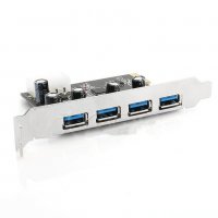 Нов 4-портов PCI-E към USB 3.0 HUB PCI Express адаптер 5 Gbps разклонител, снимка 2 - Кабели и адаптери - 19493248