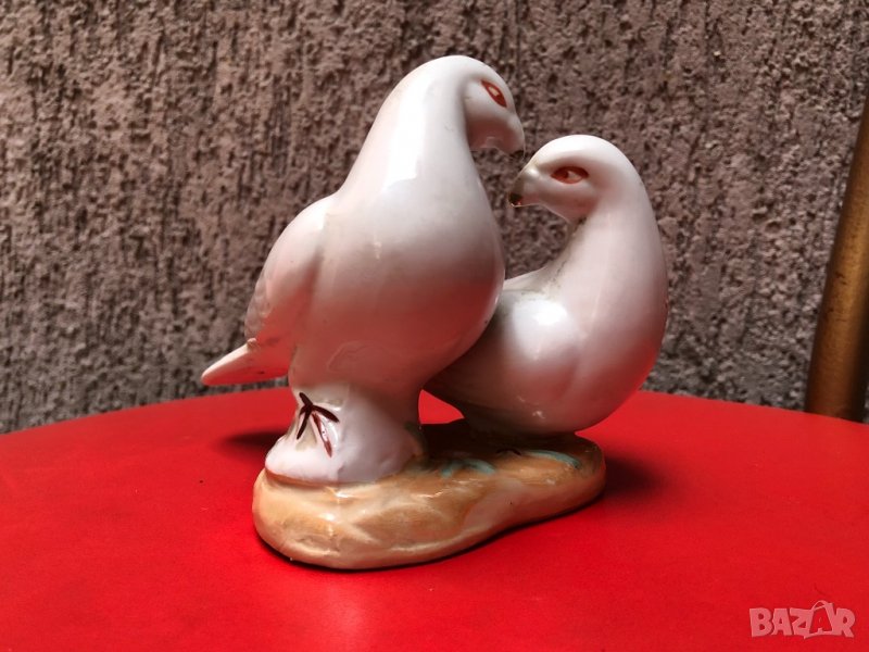 Порцеланова композиция двойка бели пощенски гълъби!, снимка 1