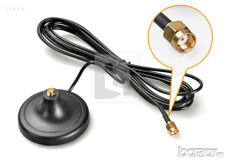 Магнитна станция за Wifi със RP-SMA конектор - удължител 3 метра, снимка 1