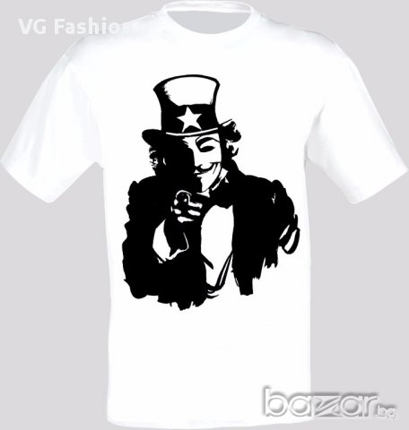 Анонимните Anonymous V for Vendetta Тениска Мъжка/Дамска S до 2XL, снимка 1 - Тениски - 14278201