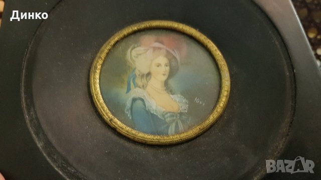 Антична миниатюра рисувана върху слонова кост френската кралица Мария Антоанета, снимка 2 - Антикварни и старинни предмети - 22030206