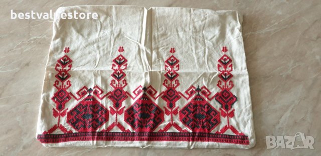 Кремаво-черно-бяла Памучна Ръчно Бродирана Калъфка За Възглавница 57-42см