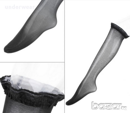 Елегантни Дамски чорапи за жартиери 7/8 със силикон, снимка 3 - Бельо - 13432706