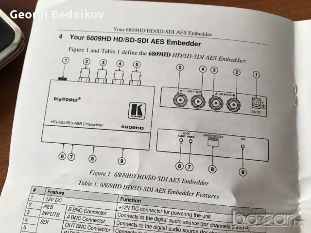 HD/SD-SDI AES Embedder 6809HD Kramer Конвектор, снимка 3 - Други - 12623034