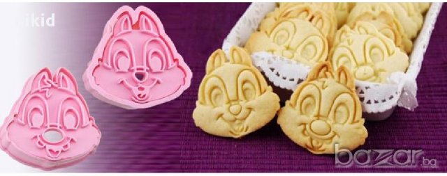 К-т форми 2бр. резци катерички Чип и Дейл релеф за фондан, тесто, сладки, пластелин бисквити, снимка 2 - Форми - 13727793