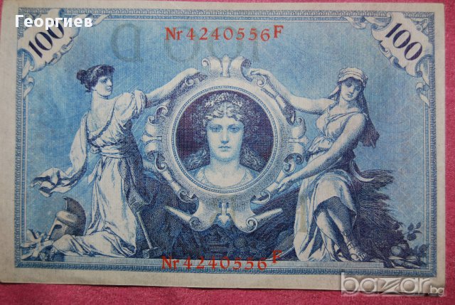 100 марки 1908 Германия червен печат 4240553, снимка 1 - Нумизматика и бонистика - 16383576