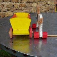 Стара дървена играчка Конче с каручка, снимка 4 - Антикварни и старинни предмети - 17897143