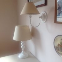 Шаби шик аплик с абажур-Бял ,модерна класическа винтидж лампа за стена с шапка,винтидж, снимка 7 - Лампи за стена - 22892605