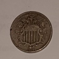 5  Cent 1866 Nickel Cooper  COIN w/raise. RARE, снимка 2 - Нумизматика и бонистика - 16612614