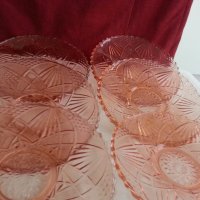   стъклени чинии цветно розово стъкло , снимка 2 - Антикварни и старинни предмети - 19926885