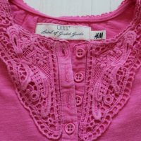Лятна блузка в розов цвят с бродирана апликация H&M/дълъг ръкав, снимка 3 - Бебешки блузки - 25488338
