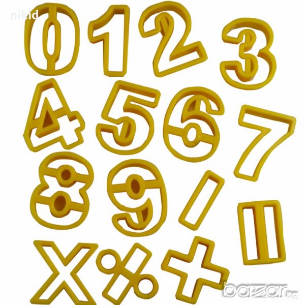 15 едри цифри числа символи пластмасови резци форми за бисквитки тесто фондан торта украса декорация, снимка 1