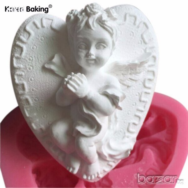  красиво ангелче ангел в сърце се моли силиконов молд декорация украса фондан торта мъфини и др, снимка 1