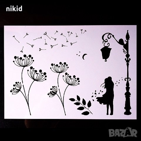 Двойка под лампа и глухарчета шаблон стенсил спрей за торта украса кекс декорация с пудра захар, снимка 1