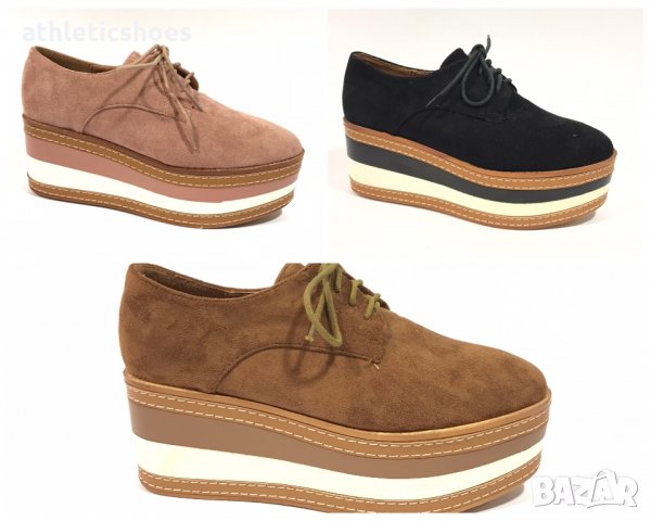 Дамски обувки на пратформа от велур/промоция