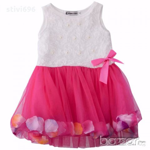 детска рокля перли-листа 10 розова;. , снимка 2 - Бебешки рокли - 16999426