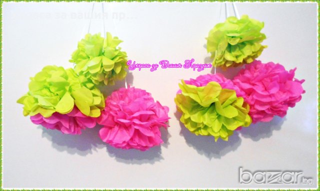топки от тишу за украса на детски рожден ден,бебешко парти,кръщене,прощъпулник , пита, снимка 14 - Други - 17381425