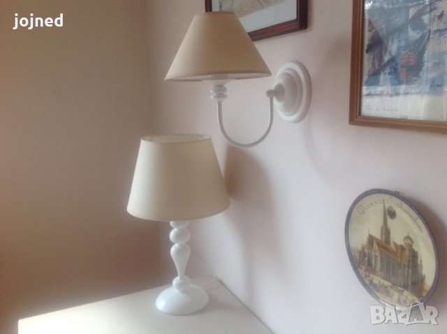 Шаби шик аплик с абажур-Бял ,модерна класическа винтидж лампа за стена с шапка,винтидж, снимка 7 - Лампи за стена - 22892605