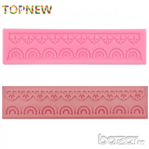 Двустранна захарна дантела силиконов молд украса торта фондан гъмпейст захарно тесто