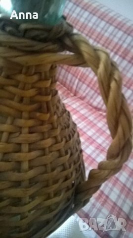 Старинен дамаджан с камъшена оплетка 5 л, снимка 6 - Антикварни и старинни предмети - 21655738