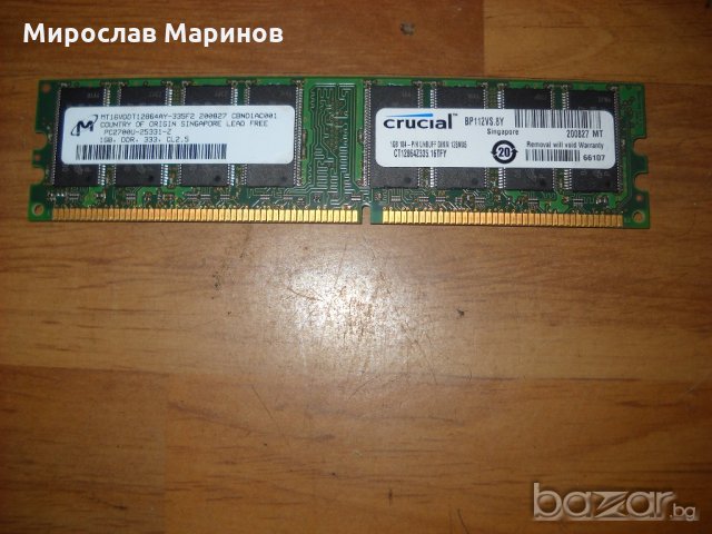 25.Ram DDR 333 MHz,PC-2700,1GB,Мicron-Crucial