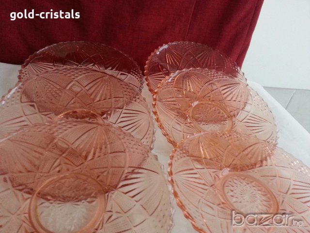   стъклени чинии цветно розово стъкло , снимка 2 - Антикварни и старинни предмети - 19926885