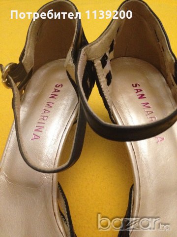 41 San Marina черни луксозни италиански обувки естествена кожа с ток, снимка 6 - Дамски обувки на ток - 20867001