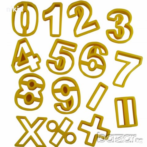 15 едри цифри числа символи пластмасови резци форми за бисквитки тесто фондан торта украса декорация