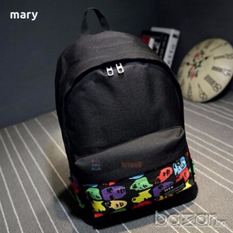 черна раница с разноцветни лица, снимка 11 - Раници - 19060583