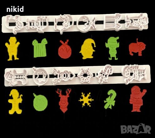 #Р6 2 релси с Коледни Елф чадър топка елен пластмасови резци форми за бисквитки украса фондан тесто