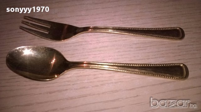 чаи/торта-Imperial 18/10-23/24 karat hartvergoldet-вилица+лъжица-внос швеицария, снимка 7 - Антикварни и старинни предмети - 17783773